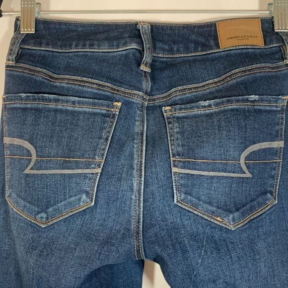 American Eagle Dark Wash Distressed High Rise Jeggings - Picture 11 of 16